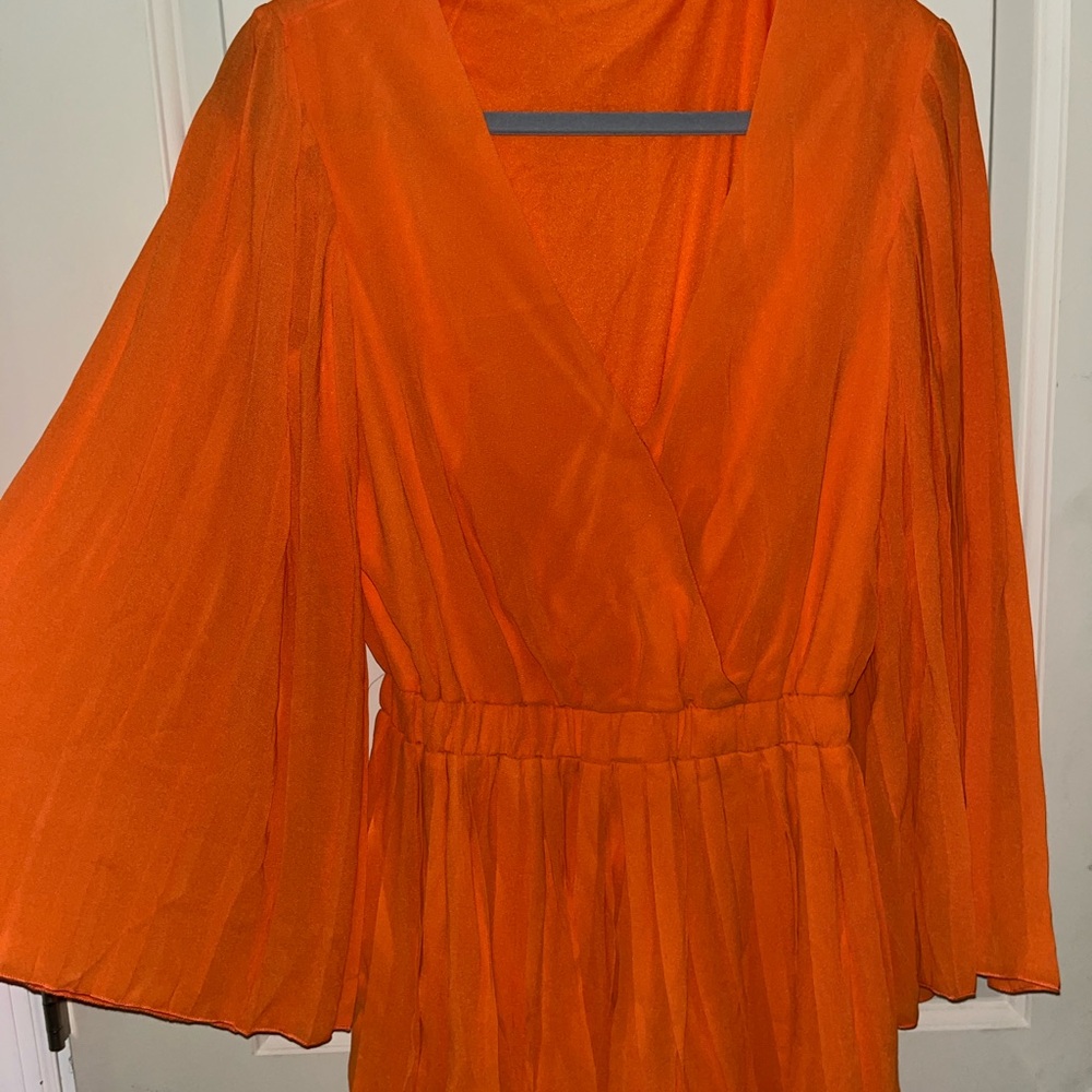 Vibrant Orange Dress with Flowy Sleeves